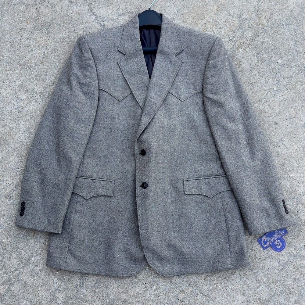 NWT Circle S Wool Blazer Sport Coat 48L Plano Donegal Brown Gray Western Cowboy